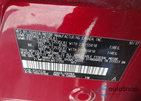 2018 Toyota Rav4 Adventure из США, поврежденный, VIN 2T3WFREV4JW417250